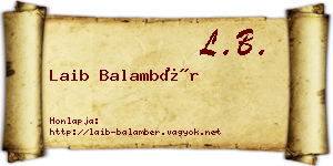 Laib Balambér névjegykártya